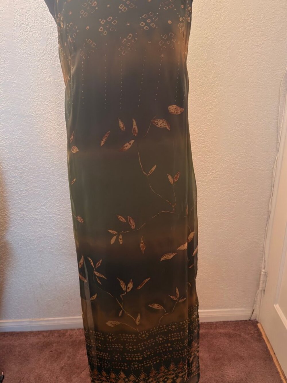 City Triangles Green Leaf Print Maxi Dress Size 5 New